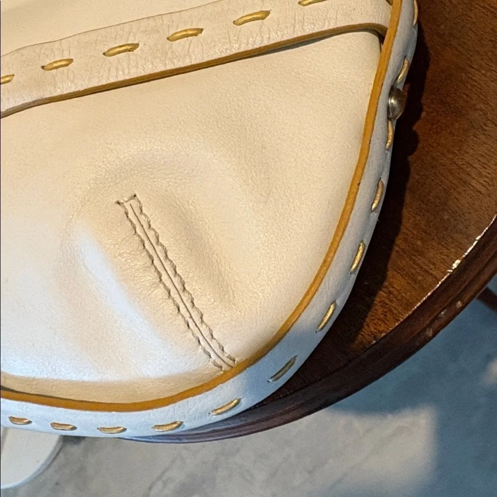 Via Spiga shoulder bag Leather smooth white/tan stitching braided handle EUC - Picture 13 of 16